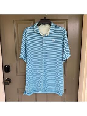 Good Good Golf Desert Oasis Performance Polo - Blue Stripe - Size Large